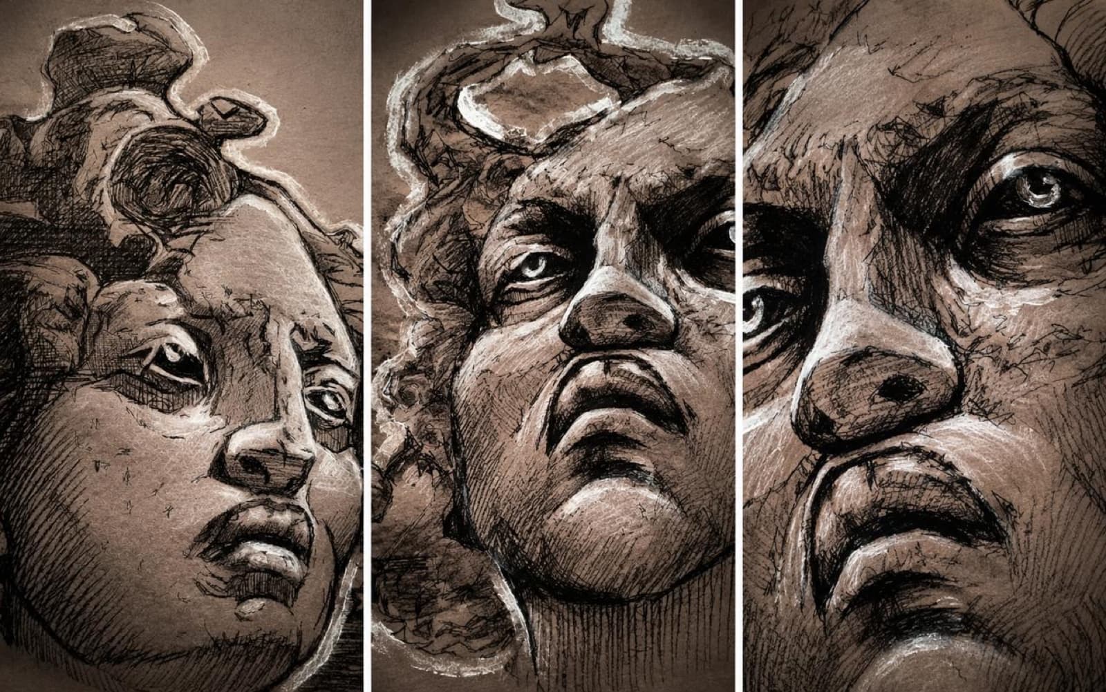 Trío de rostros · Obra · Bichopredatore