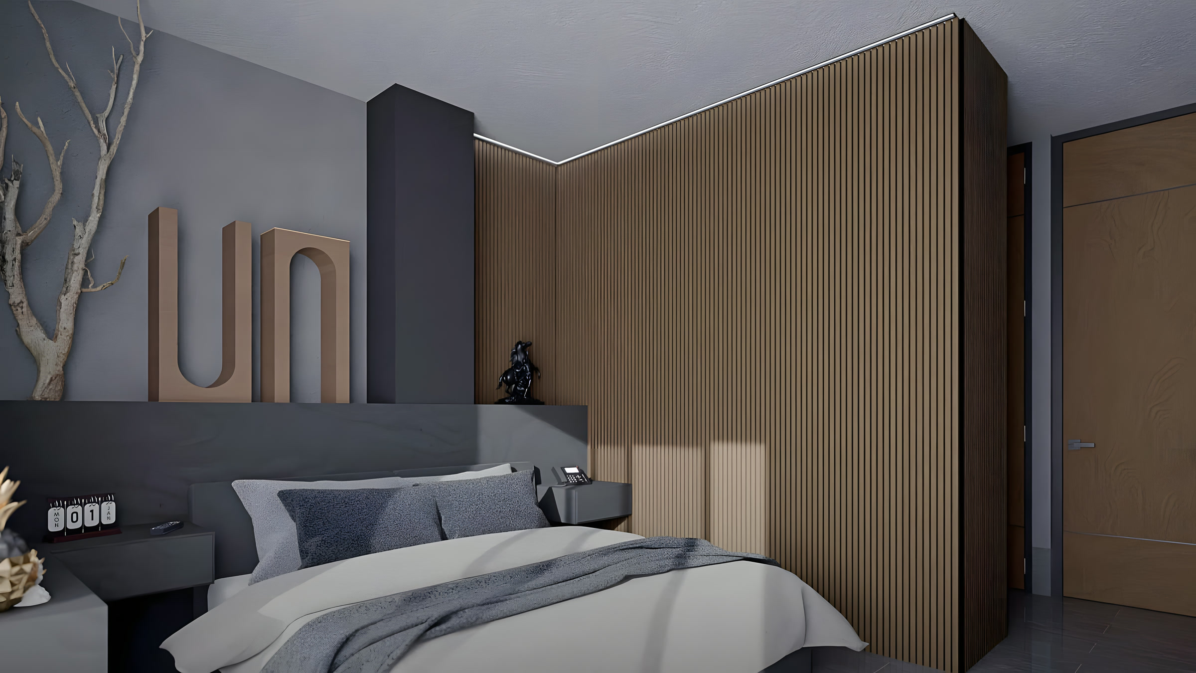 Render de interior de Torre Nara · recámara principal