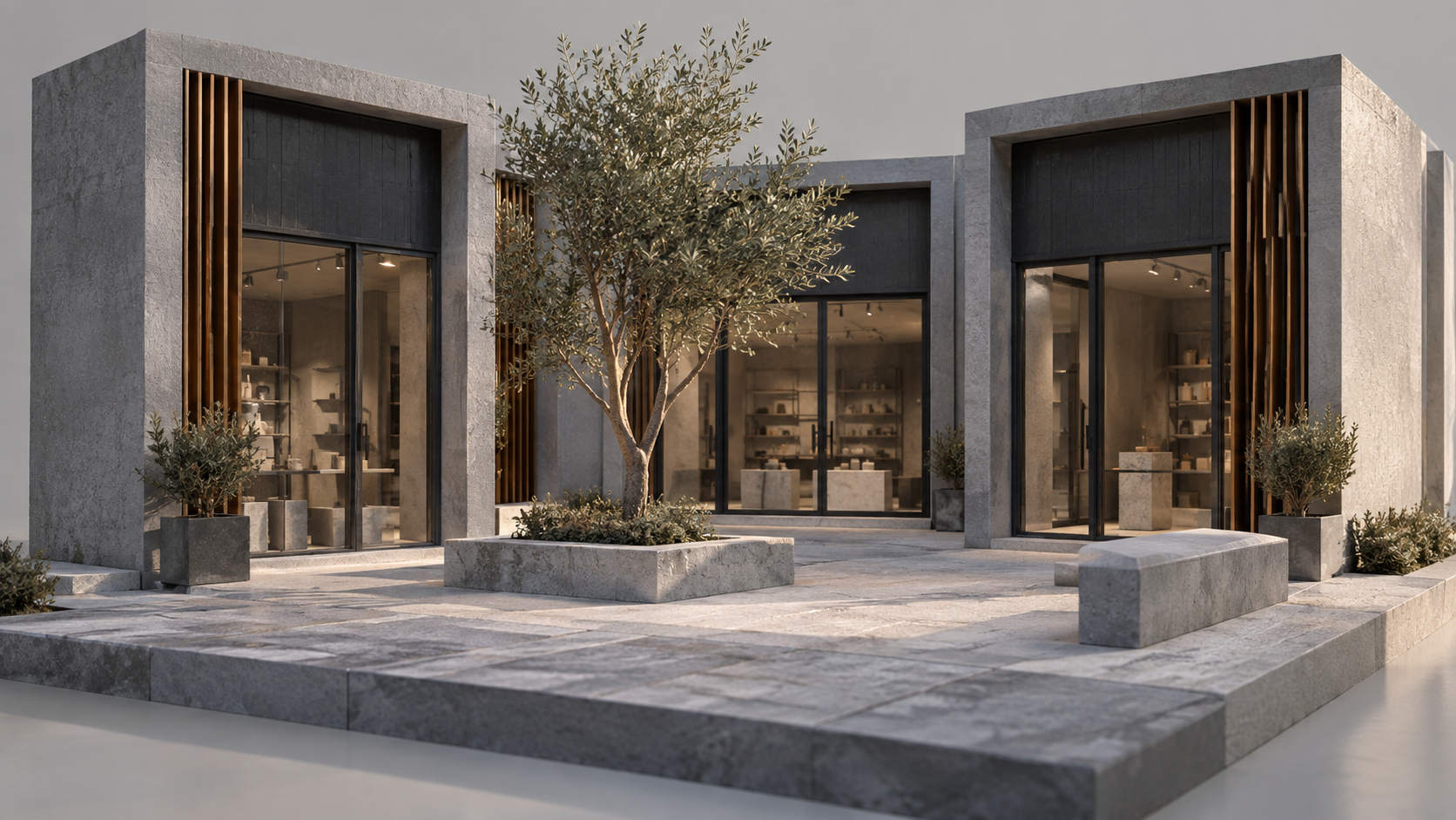 Maqueta conceptual de un espacio comercial; proyecto por anunciar