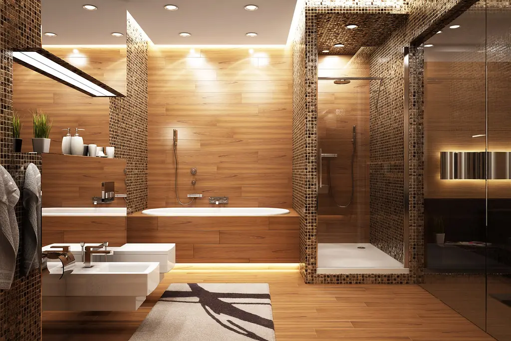 Wooden washroom in the Longevity Hub