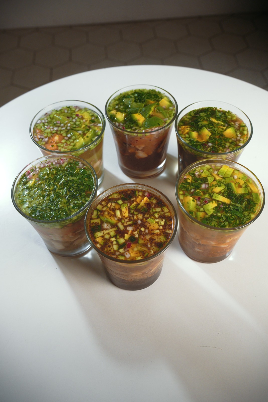 Seis cócteles de mariscos
