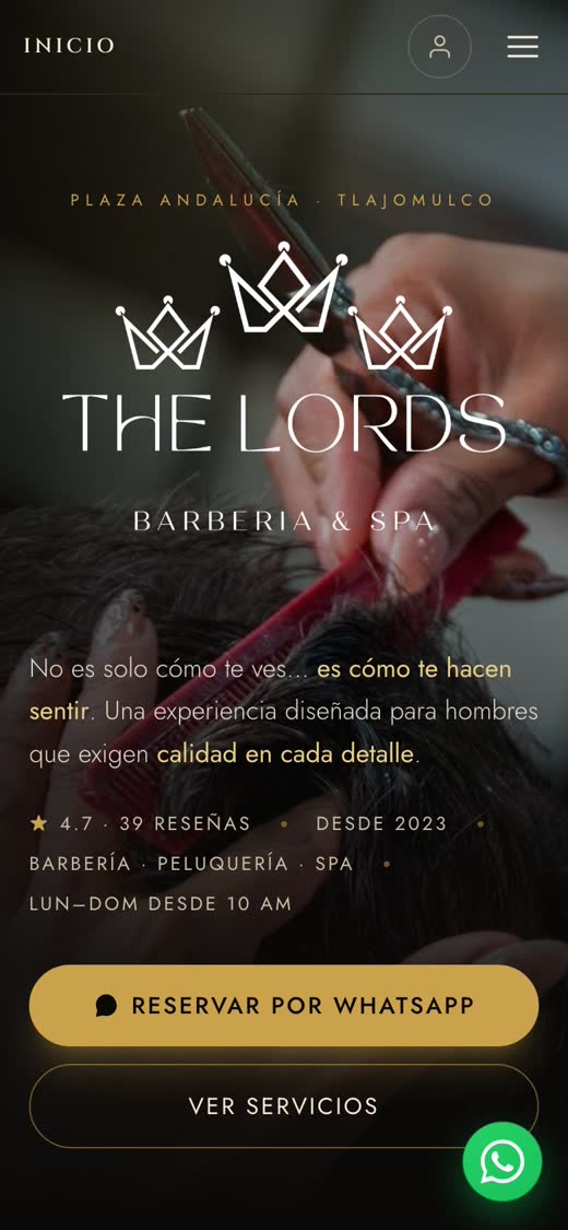 First screen of The Lords website, built by Hostess.